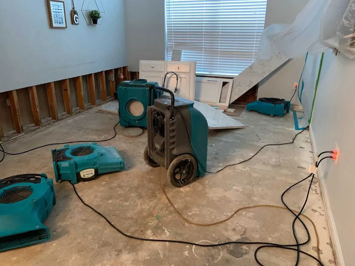 Dehumidifier in flood-cut room for Water Damage Restoration in Sansom Park